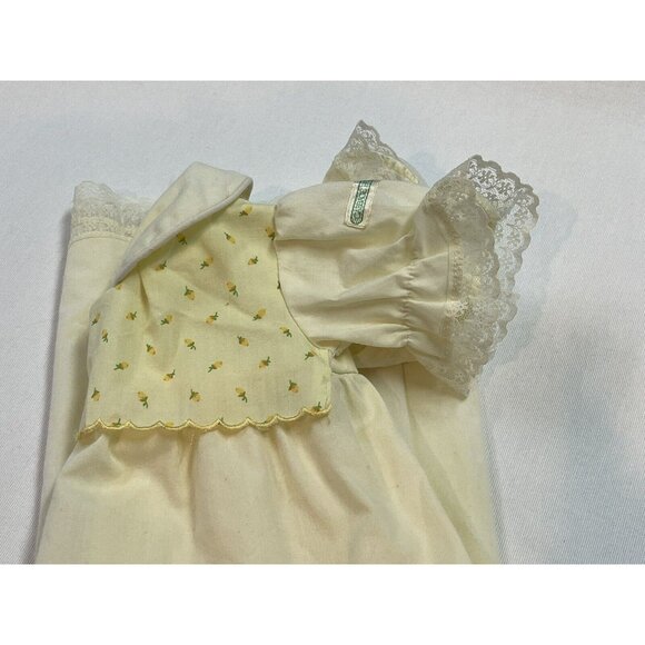 Vintage Cabbage Patch Kids Doll Dress 80's Yellow Lace Trim Ditzy Floral Coleco - Picture 6 of 8